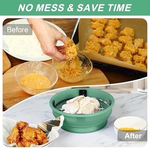Collapsible Batter Bowl - Breading Bowl Shaker with Lid , Mint Green - color: Mint Green