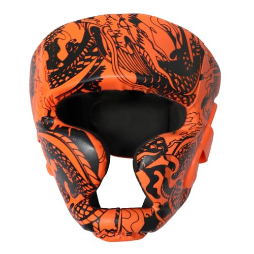 3D Printed Orange & Black Heavy Duty Cheek Protection Training Boxing Headgear