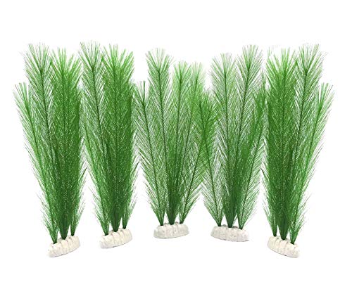 Aquarium Decorations 5Pcs Fish Tank Artificial Green Water Plants Made of Silk Fabrics Plastic - color: 11" * 5 Pcs, Green