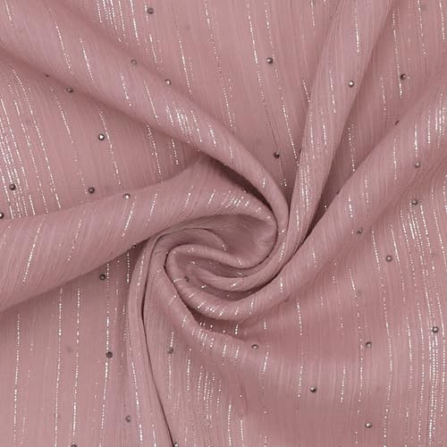 JUMISEE Sparkly Rhinestone Hijab Scarf for Women Glitter Wrinkle Chiffon Muslim Instant Hijab Long Scarves Head Wrap Shawls - color: Pink