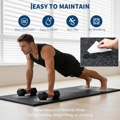Garvee Exercise Equipment Mats 0.56" Thick 48 Sq ft Gym Flooring – 12 Tiles (24" x 24") Rubber Top with High Density EVA Foam, Interlocking Puzzle Workout Mats for Home Gym Exercise– Black/Grey