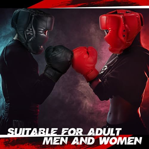 Jenaai 3 Pack Boxing Headgear Adjustable Padded Safety Head Guard MMA Training Sparring Kickboxing Muay Thai Martial Art Karate Taekwondo Helmet Gift for Valentines Adult Men Women - color: Black, Red, White