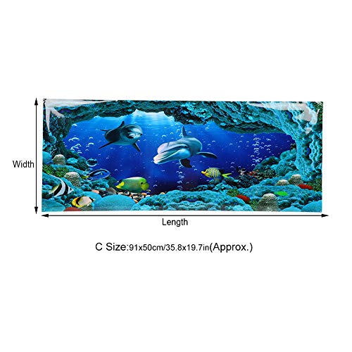 Background Poster Decorative Sea World Paintings PVC Sticker Landscape for Aquarium Fish Tank (91 * 50cm) - size: 91*50cm