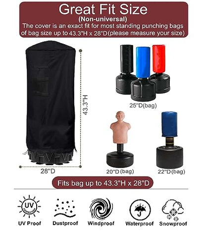 Freestanding Punching Bag Cover - Outdoor Waterproof, Standing Heavy Bag Protective Cover for Boxing Bag - size: 43.3"H x 28"D