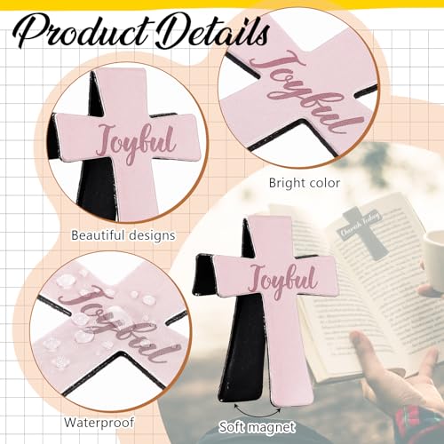 Resurhang 48 Pcs Magnetic Bookmarks Christian Cross Magnetic Page Markers Religious Bible Verses Bookmarks for Mother's Day Women Student Church Study Group Graduation Coworker Team (Morandi) - style: Morandi