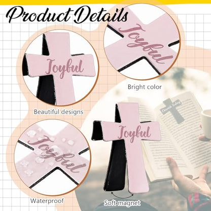 Resurhang 48 Pcs Magnetic Bookmarks Christian Cross Magnetic Page Markers Religious Bible Verses Bookmarks for Mother's Day Women Student Church Study Group Graduation Coworker Team (Morandi) - style: Morandi