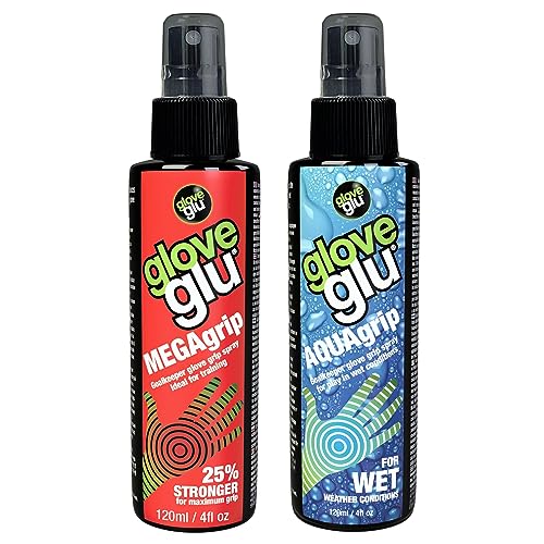 gloveglu Goalkeeper Glove Spray Bundle | 120ml Goalkeeper Glove MEGAgrip Spray + 50ml Goalkeeper Glove Wash & Prepare Spray | Ideal for Goalies, Soccer Training & Match Day Performance - style: MegaGrip + AquaGrip