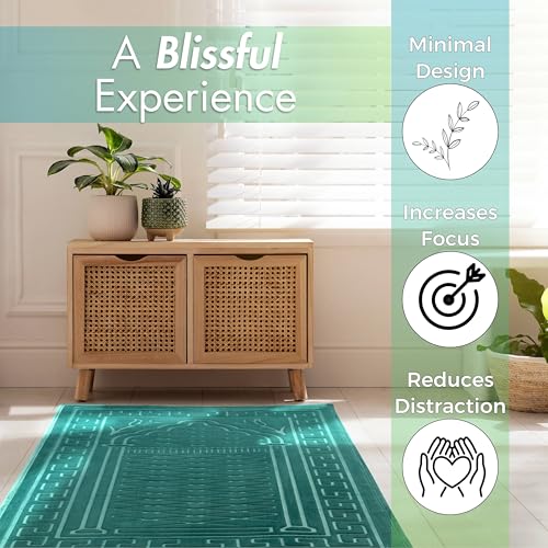 Sacred Artisans Padded Prayer Mat Thick with Soft Velvet Foam for Men and Women | Prayer Rug and Meditation Mat for Home Travel & Gift (Green - Padded) - color: Green - Padded
