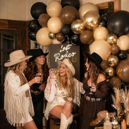 Brown Black Gold Balloons 12 Inch Neutral Balloons for Cowboy Western Party - color: Brown Black Gold