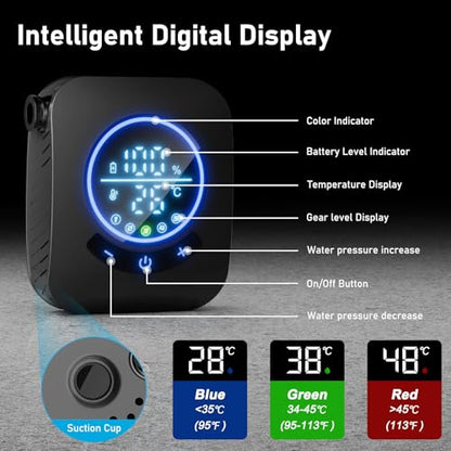 GOSCHE Portable Camping Shower, 8000mAh Rechargeable Outdoor Shower Pump with 20L Collapsible Bucket, Intelligent LED Display, IPX8 Waterproof Pump for RV, Travel, Hiking, Pet Bath, Beach