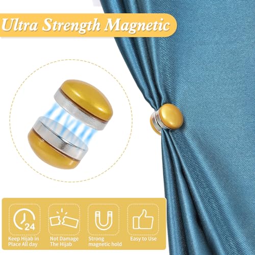 PHOGARY 12 Pairs Hijab Magnets, Strong Hijab Pins for Women, Multi-Use Pinless Hijab Magnetic Pins, Muslim Magnetic Buttons Scarf Pins, No-Snag Brooch Clasp for Clothes Dress Scarves (10 Colors)