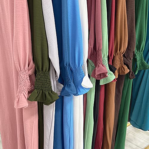 Women Prayer Dress Muslim Ramadan Garment Abaya Dubai Islam Jilbeb Long Dress Without Hijab - color: Mauve, size: Small