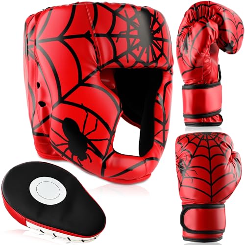 Kids Boxing Headgear and Gloves Set for Beginners and Children Youth Kickboxing Training Sparring Karate Muay Thai Taekwondo MMA
