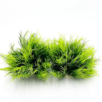 Aquarium Plants Fish Tank Decorations 2pcs Small Size/3.5inch Ornament Plastic Artificial Plant Goldfish Waterscape Fish Hides Mini Grass Set (2pcs/Green)