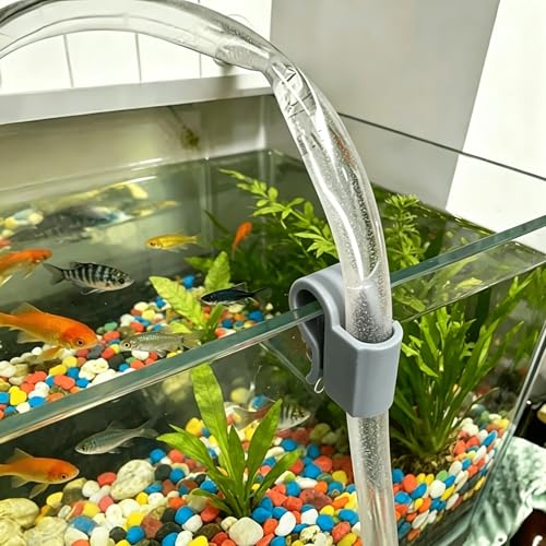 1 Pack Aquarium Hose Clip, Fish Tank Tubing Holder Clamp, Flexible Pipe Fixing Bracket for Water Tube Securing (Grey) - color: Grey