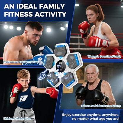 LOLBOX 2026 Music Boxing Machine for Adults and Kids, Smart Bluetooth Boxing Training Equipment with Gloves Wall Mounted, Workout Punching Machine for Home,Office and Gym - color: Off White