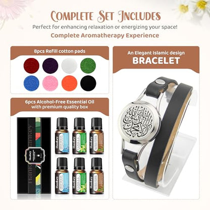 SHAHADA & Allah Bracelet AromatherapyOil Arabic Jewelry for Women–Perfect Ramadan & Islamic Gifts with Allah Pendant - color: SHAHADASilver