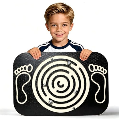 Balance Board Maze for Kids, 17.5-Inch Wobble Board Rocking Seesaw Sensory Training with 6 Balls, Non-Slip Pedals Indoor Outdoor for Boys Girls