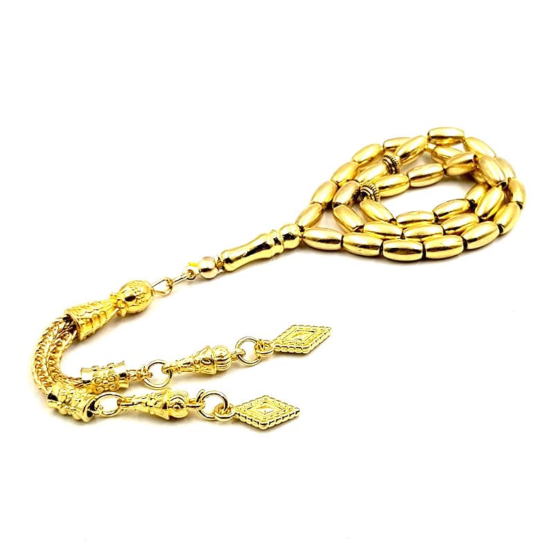ALBASHAN Tasbih Metal gold Color 4x7mm 33 beads muslim Rosary paryer bracelet islamic gift turky Style Jewelry
