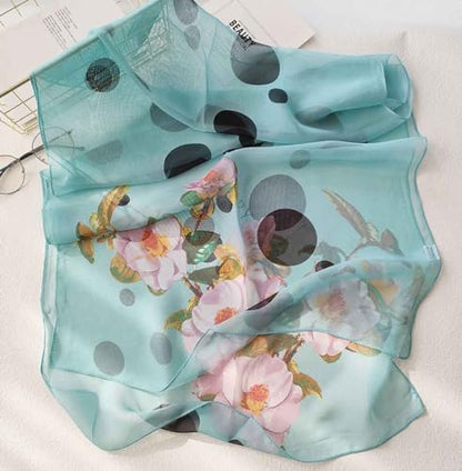 Pokeedioty Scarfs for Women Lightweight Fashion Scarves Elegant Floral Pattern Sheer Scarfs Sunscreen Shawls Wraps - color: P 051