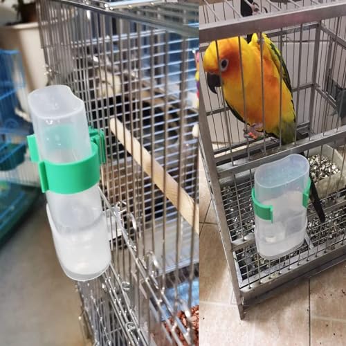 Automatic Bird Water Dispenser Parrot Water Feeder Bird Seed Food Container Parakeet Waterer Cockatiel Cage Accessories Automatic Feeding for Finch Lovebird Canary Small Birds(2Pcs) - color: Clear