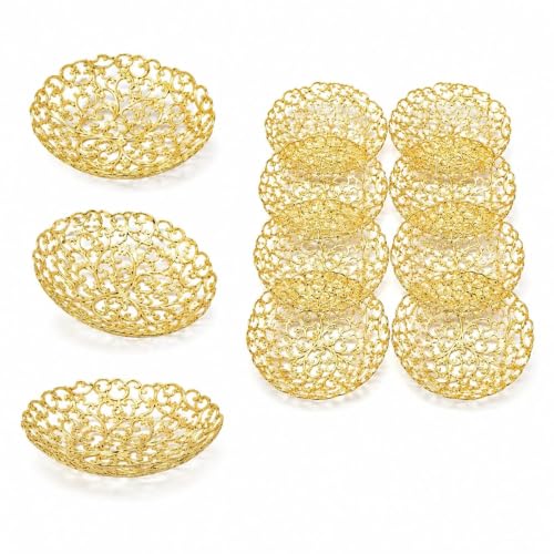 LOGOFUN 12pcs Ramadan Tray Eid Mubarak Snack Serving Plate Tray Gold 8cm