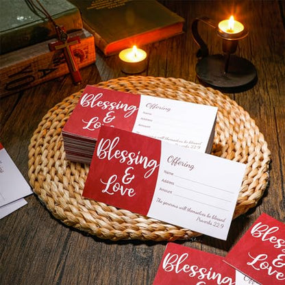 200 Pcs Church Offering Envelopes Tithe and Offering Envelopes for Church Blessings and Love Cash Envelope Bill Size for Tithes Checks and Donations