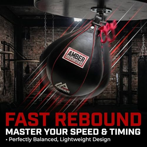 Amber Sports Genuine Leather Speed Bag for Boxing & MMA – Handcrafted Punching Ball for Reflex & Speed – Balanced for Fast Rebound – Available in Sizes XS, S, M, L - size: Medium (7"x10")