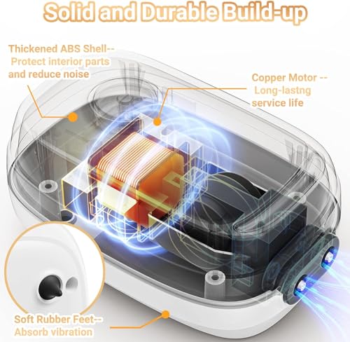 MoonOrange 3W/6W Aquarium Air Pump, Adjustable Aquarium Aerator with 2-Outlet, Super-Powerful & Quiet Oxygen Pump for Fish Tanks up to 100/200 Gallon with Full Accessories.(Upgrade Noise-Reduce) - style: 3W/AR-10 NEW
