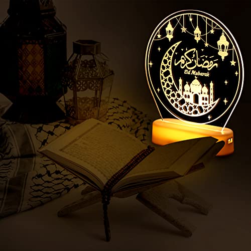 Honoson Ramadan LED Night Lamp Star Moon Eid Mubarak Table Decor Gift