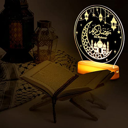 Honoson Ramadan LED Night Lamp Star Moon Eid Mubarak Table Decor Gift