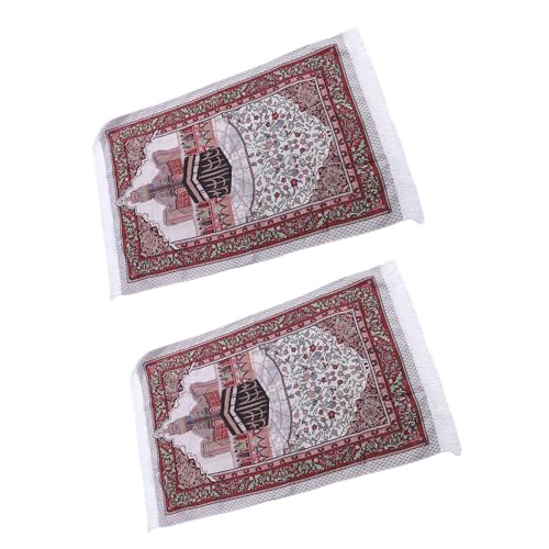 Rengue Soft Velvety Touch Prayer Rug Islamic Prayer Mat Portable Foldable with Elegant Tassels for Men Women Ramadan Eid Gift