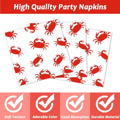 Qyeahkj 100 Pcs Crab Party Decoration Set - Paper Plate Napkin Fork Set for Summer Crab Dinnerware Tableware Supplies - Serves 25 - style: Crab