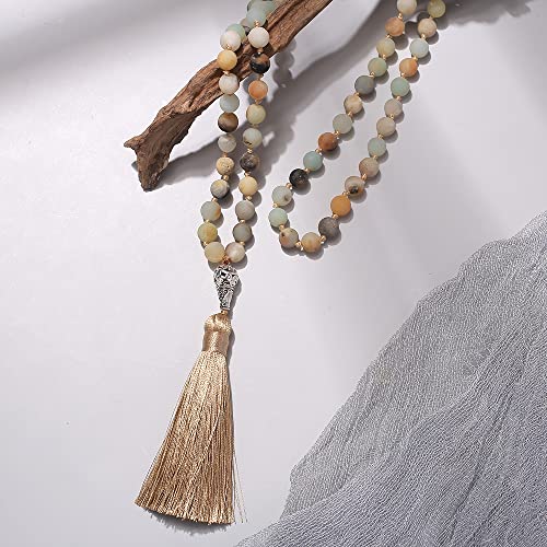 Tasbih Prayer Beads Allah & Muhammad Islamic Prayer Rosary Muslim Islam Misbaha Tasbeeh Sibha 99 Prayer Beads Necklace 33 Prayer Beads Bracelet - color: 8mm Amazonite 99 Beads