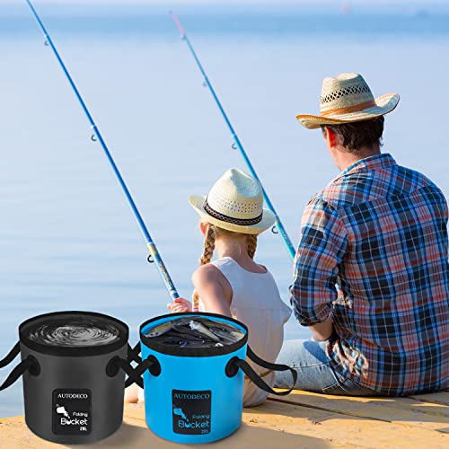 2 Pack Collapsible Bucket 5 Gallon Container Folding Water Bucket Portable Wash Basin for Outdoor Travelling Camping Fishing Gardening Car Washing 20L - color: Black