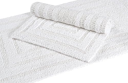 Bedding Craft Bathroom Bath mat Rug Set of 2, 17x24 + 21x34, Off White - color: Off White, size: 17x24" + 21x34"