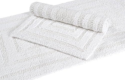 Bedding Craft Bathroom Bath mat Rug Set of 2, 17x24 + 21x34, Off White - color: Off White, size: 17x24" + 21x34"