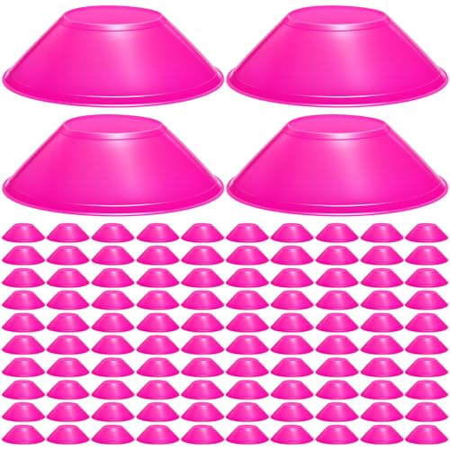 100 Pcs Mini Soccer Cones for Sport Agility Disc Cones Soccer Training for Agility Drills Sports Football - color: Rose Red
