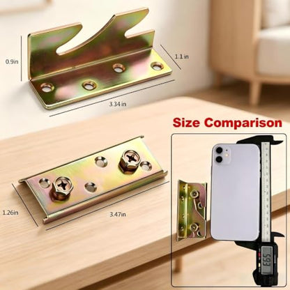4 Sets Bed Rail Brackets,Heavy Duty Bed Frame Brackets Bed with Screws | Fittings Wooden Bed Frame Connectors - size: 4 Pieces