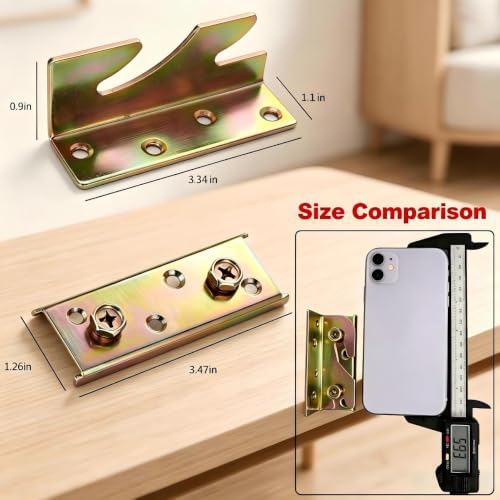 Bed Rail Brackets 16Pack,Heavy Duty Bed Frame Brackets Bulk with Screws | Fittings Wooden Bed Frame Connectors - size: 16 Pieces