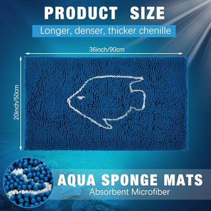 Drydiet Aquarium Mat, 20x36 Inch Large Fish Tank Cleaning Pad, Super Absorbent Chenille Sponge Pad, Protects Furniture from Water & Scratches, Decorative Floor Mat for Fish Hobbyists
