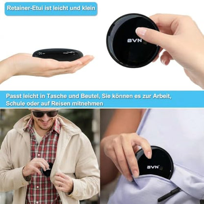 BVN Slim Retainer Case – Portable Dental Storage for Braces, Aligners & Mouth Guards | Sleek Black Protective Container for Dentures & Night Guards - size: Circular case