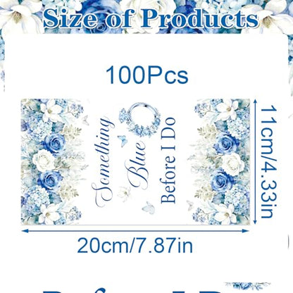 Rakuto Something Blue Bridal Shower Decorations, 100PCS Bachelorette Wedding Engagement Disposable Napkins Party Before I Do Decorations for Bachelorette Engagement Wedding (7.1 * 4.3 Inches) - style: Something Blue