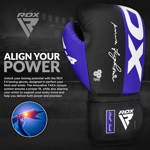 RDX Boxing Gloves, Maya Hide Leather Training Gloves for Muay Thai, Kickboxing, Sparring, Punch Bag, Punching Bag, Kickboxing Gloves, Martial Arts Training, Home Gym, Men, Women, 8 10 12 14 16 oz - color: BLUE/BLACK, size: 10OZ