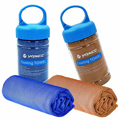 YQXCC 2 Pack Cooling Towels (47"x12"), Ice Cool Towel for Neck & Face | Cooling Neck Wraps, Soft Breathable Microfiber Chilly Towel for Yoga, Golf, Gym, Running, Camping & Hot Weather - color: Dark Blue/Orange
