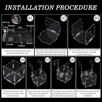 Fish Breeder Box for Fish Tank, Acrylic Fish Tank Divider, Easy to Install, 5.91"x5.91"x5.91", Clear, 1 Set - size: 5.91"x5.91"x5.91"