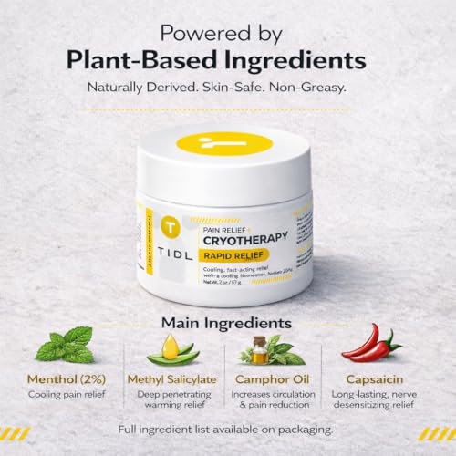 TIDL Cryotherapy Pain Relief Plant-Based Menthol Cream, 2-Pack 3 fl oz Each | Cooling Cream for Arthritis Joint Muscle Back Pain Relief Anti-Inflammatory Fast-Absorbing Full-Body Recovery - style: 6 Ounce