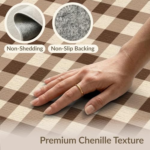 8'x10' Washable Flatwoven Rug, Beige Farmhouse Plaid Stain Resistant Extra Large Carpet Non-Slip Chair-Friendly Mat for Dining Room, Large Office, Lounge | Ref:1910430 - color: Beige/Pattern 31, size: 8' x 10' (Rectangular)