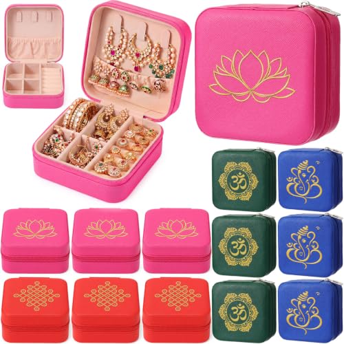 Novabright 12 Pcs Indian Return Gifts Bulk for Women Jewelry Box Bulk for Pooja Favors, Wedding Diwali Housewarming Return Gifts - color: Multicolor