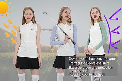 Women's Golf Cooling Shawl Outdoor Sun Protection Arm Sleeves - color: Y-green, size: Small-Medium